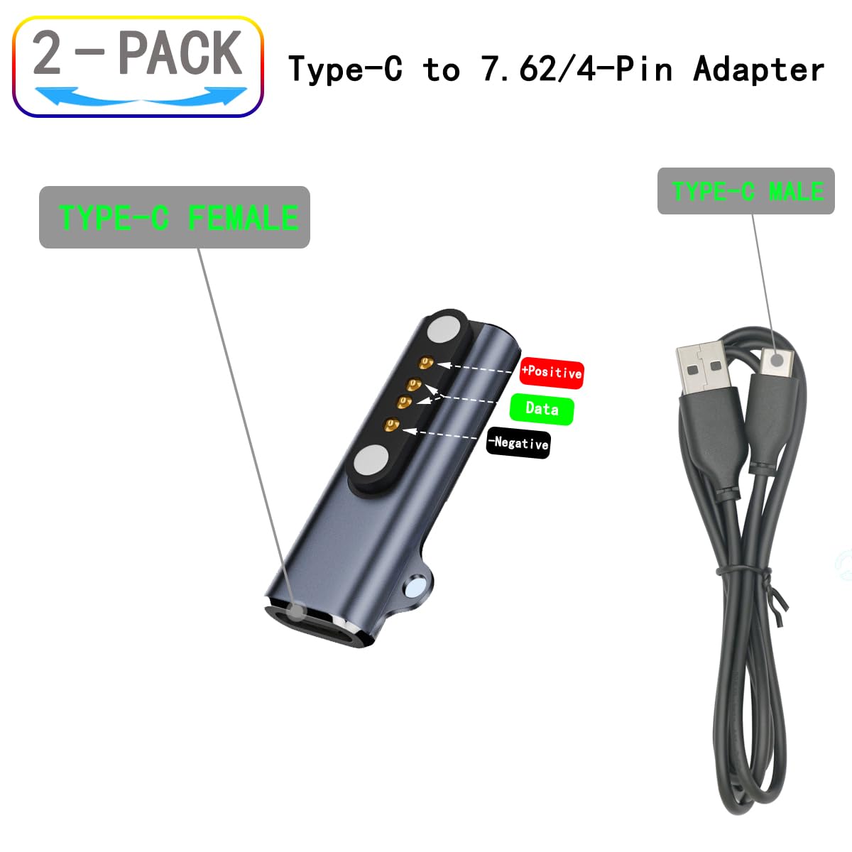 Zjkjhjy Replacement Charging Cable For 7.62Mm 4-Pin Devices Smart Watch Charger Cable, Universal 4 Pin 7.62Mm Magnetic Suction U